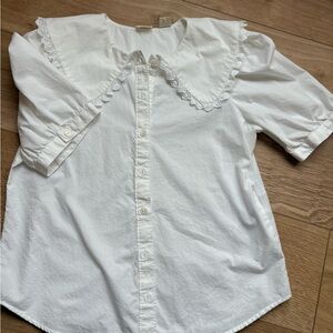 Levi's White Blouse with Ruffled Collar